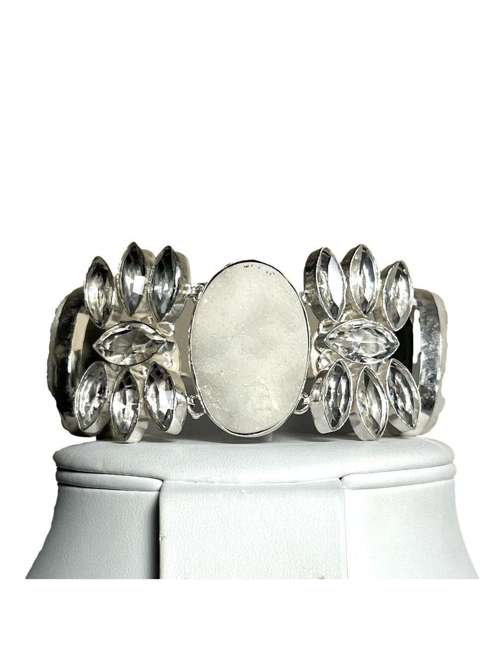 White Sugar Druzy 925 Large Gemstone Bracelet